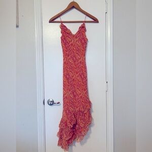 Orange Beaded Spaghetti Strap Dress by I.C.E Size 4